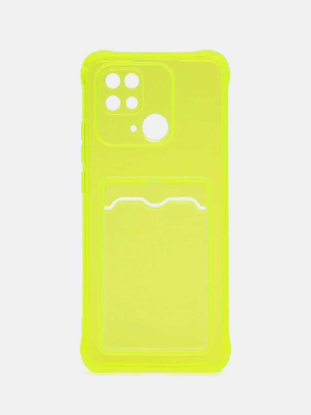 Желтый чехол для Xiaomi Redmi 10C, ( Редми 10С ), с карманом для карт, прозрачный