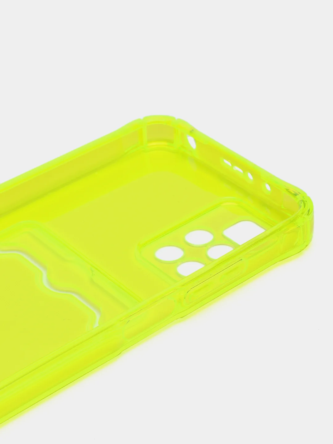 Желтый силиконовый чехол для Xiaomi Redmi 10 (Редми 10), прозрачный, с карманом для карт