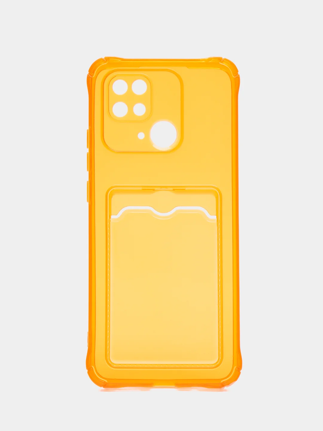 Оранжевый чехол для Xiaomi Redmi 10C, ( Редми 10С ), с карманом для карт, прозрачный