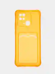 Оранжевый чехол для Xiaomi Redmi 10C, ( Редми 10С ), с карманом для карт, прозрачный
