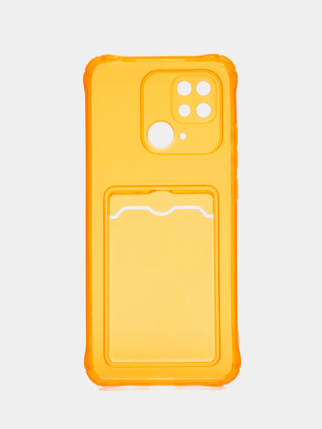 Оранжевый чехол для Xiaomi Redmi 10C, ( Редми 10С ), с карманом для карт, прозрачный