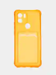 Оранжевый силиконовый чехол Xiaomi Redmi A1 Plus  (Сяоми Редми А1 Плюс ), с карманом, прозрачный