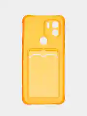 Оранжевый силиконовый чехол Xiaomi Redmi A1 Plus  (Сяоми Редми А1 Плюс ), с карманом, прозрачный