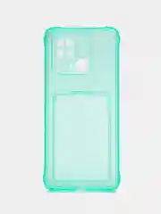 Бирюзовый чехол для Xiaomi Redmi 10C, ( Редми 10С ), с карманом для карт, прозрачный