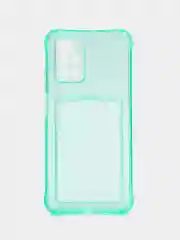 Бирюзовый силиконовый чехол для Xiaomi Redmi 10 (Редми 10), прозрачный, с карманом для карт