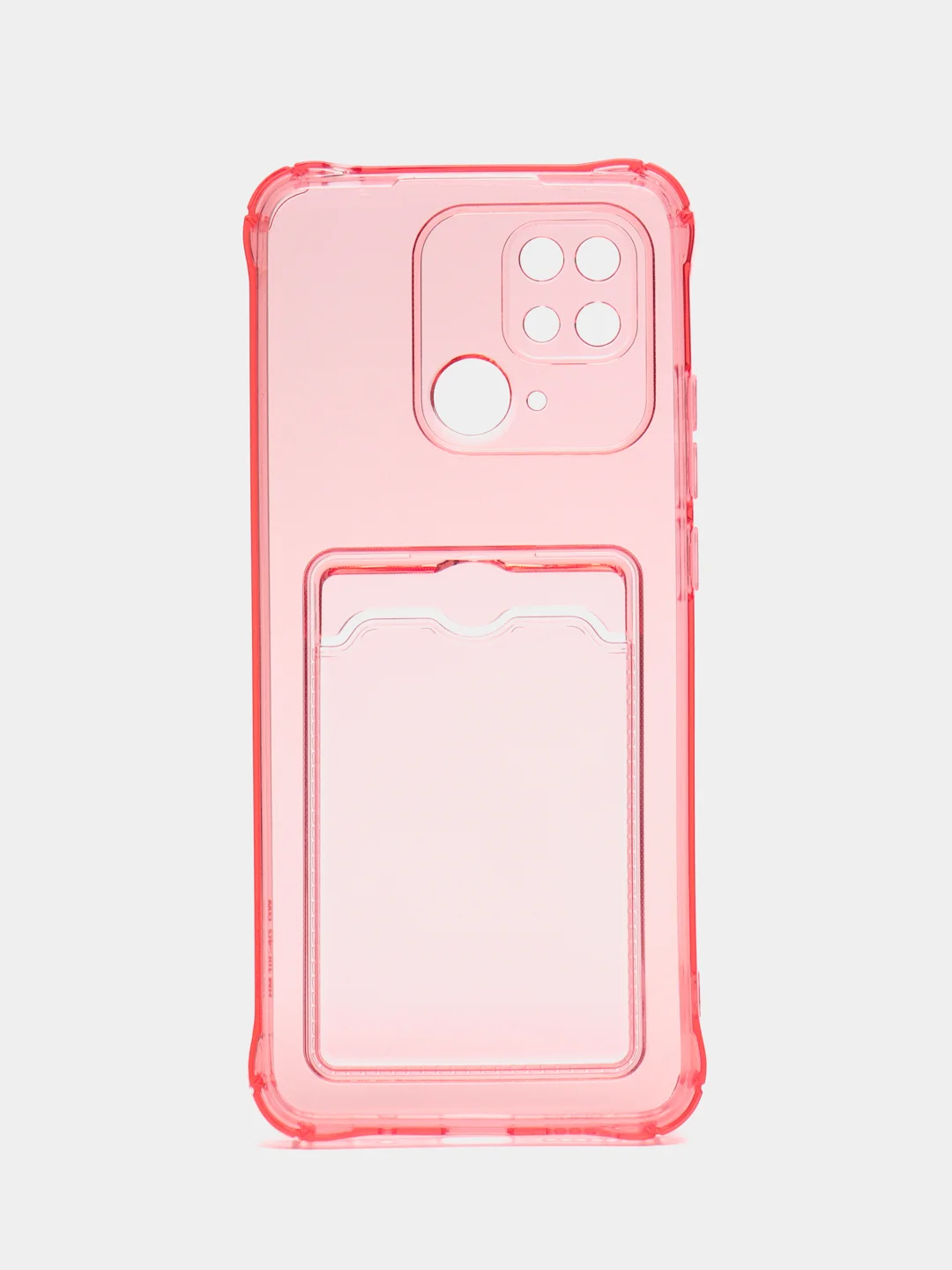 Розовый чехол для Xiaomi Redmi 10C, ( Редми 10С ), с карманом для карт, прозрачный
