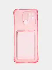 Розовый чехол для Xiaomi Redmi 10C, ( Редми 10С ), с карманом для карт, прозрачный