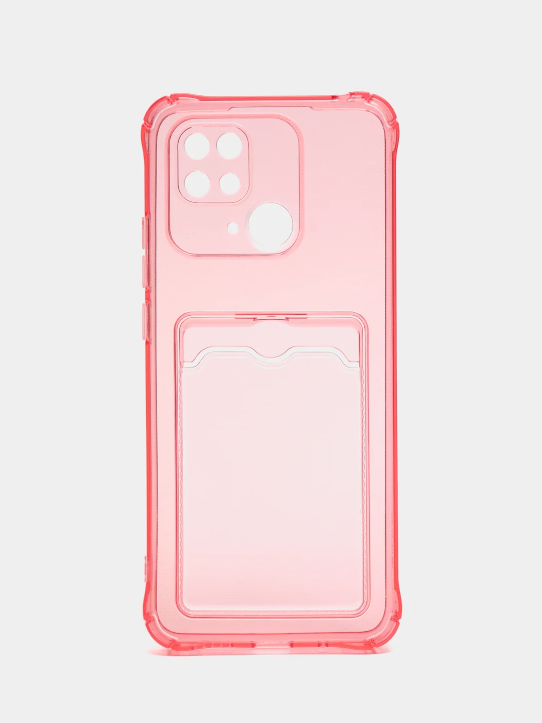 Розовый чехол для Xiaomi Redmi 10C, ( Редми 10С ), с карманом для карт, прозрачный