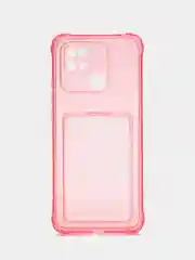 Розовый чехол для Xiaomi Redmi 10C, ( Редми 10С ), с карманом для карт, прозрачный