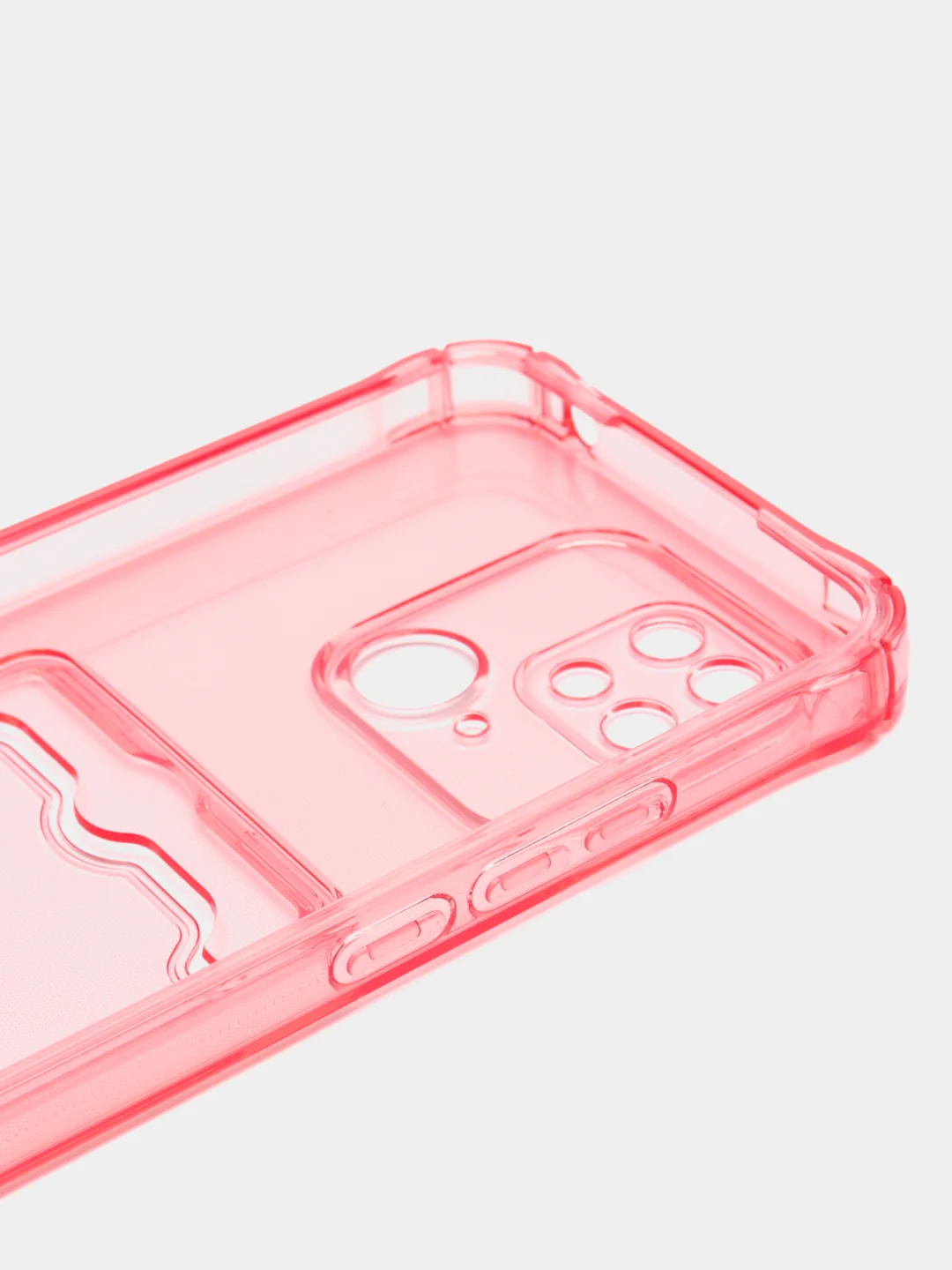 Розовый чехол для Xiaomi Redmi 10C, ( Редми 10С ), с карманом для карт, прозрачный
