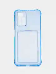 Синий силиконовый чехол для Xiaomi Redmi 10 (Редми 10), прозрачный, с карманом для карт