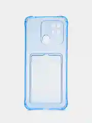 Синий чехол для Xiaomi Redmi 10C, ( Редми 10С ), с карманом для карт, прозрачный