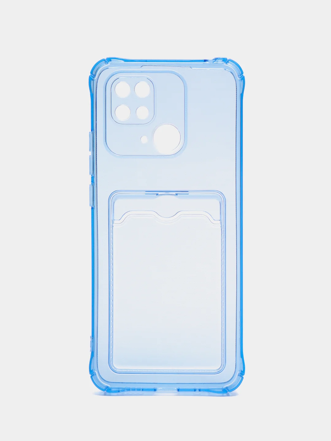 Синий чехол для Xiaomi Redmi 10C, ( Редми 10С ), с карманом для карт, прозрачный