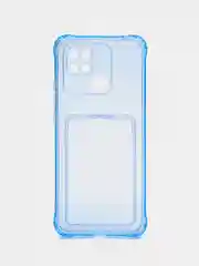 Синий чехол для Xiaomi Redmi 10C, ( Редми 10С ), с карманом для карт, прозрачный