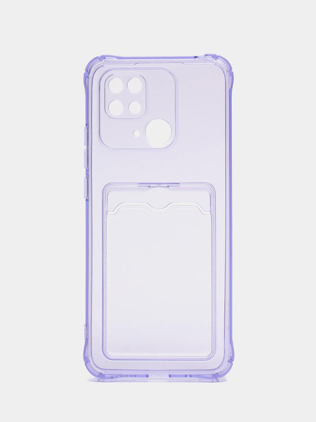 Фиолетовый чехол для Xiaomi Redmi 10C, ( Редми 10С ), с карманом для карт, прозрачный