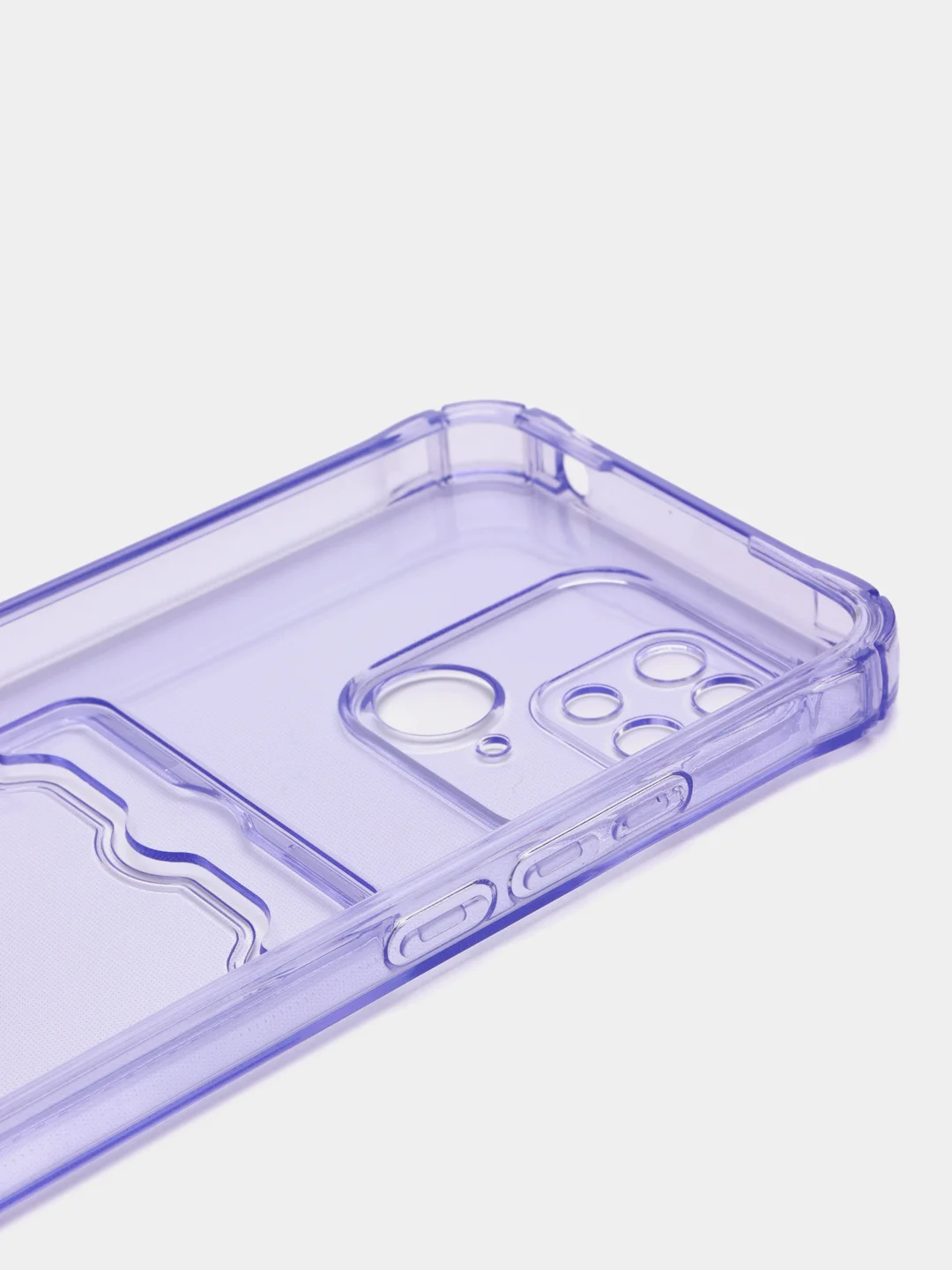 Фиолетовый чехол для Xiaomi Redmi 10C, ( Редми 10С ), с карманом для карт, прозрачный