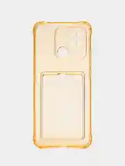 Золотой чехол для Xiaomi Redmi 10C, ( Редми 10С ), с карманом для карт, прозрачный