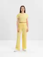 Желтый костюм женский брюки, топ
