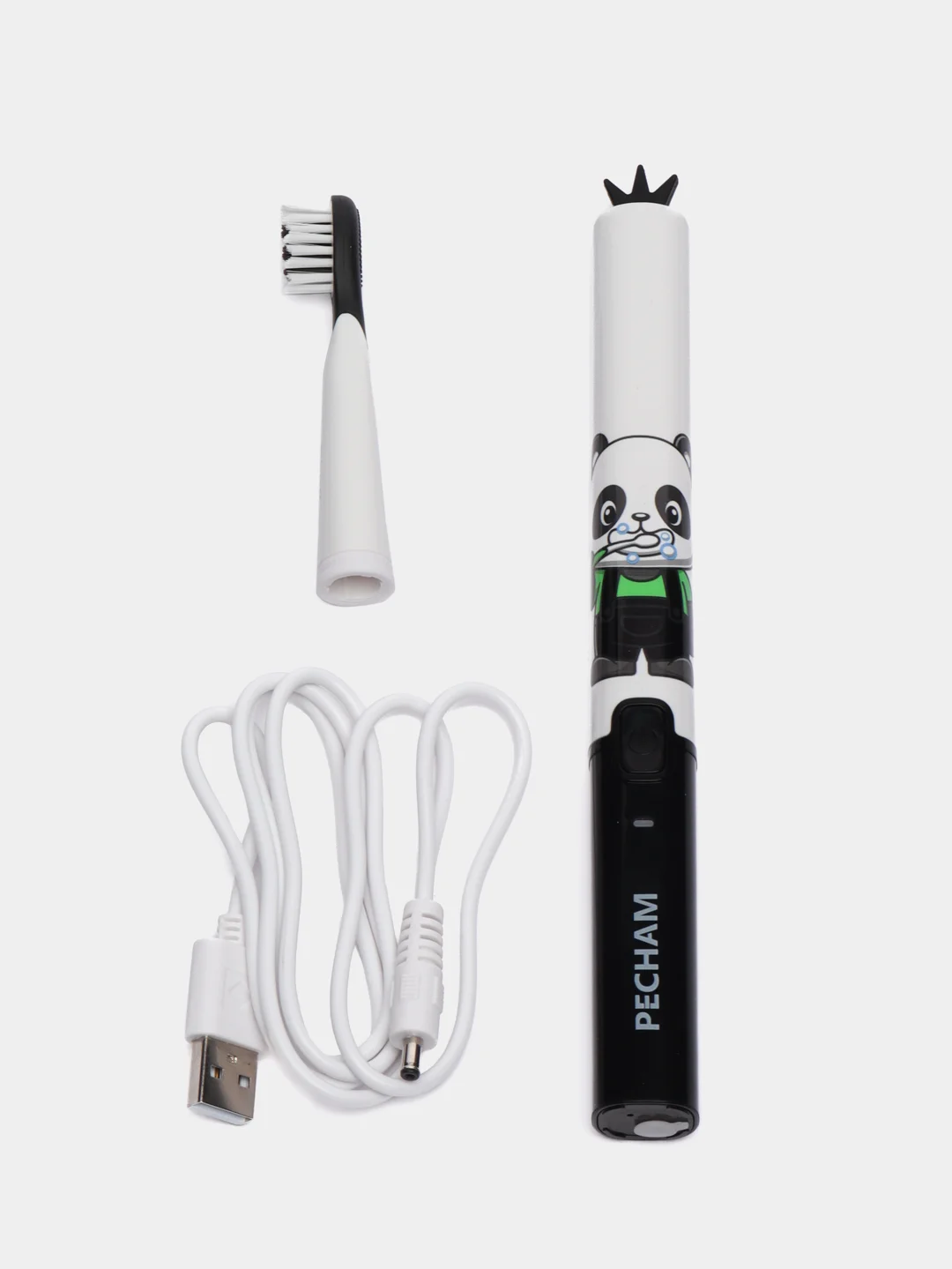 Черный детская электрическая зубная щетка PECHAM Kids Smart 3+, 2 насадки, Electric toothbrush