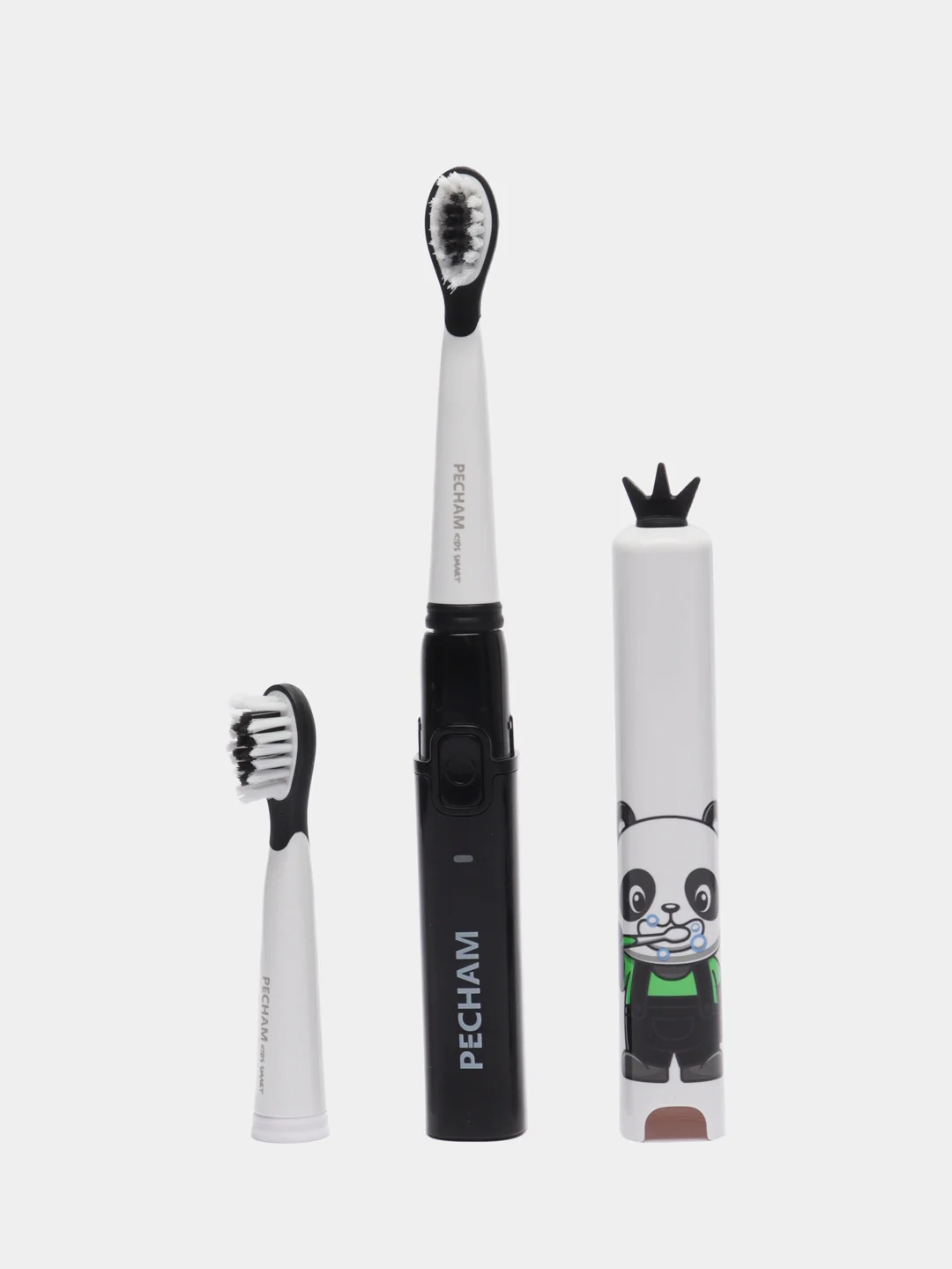 Черный детская электрическая зубная щетка PECHAM Kids Smart 3+, 2 насадки, Electric toothbrush