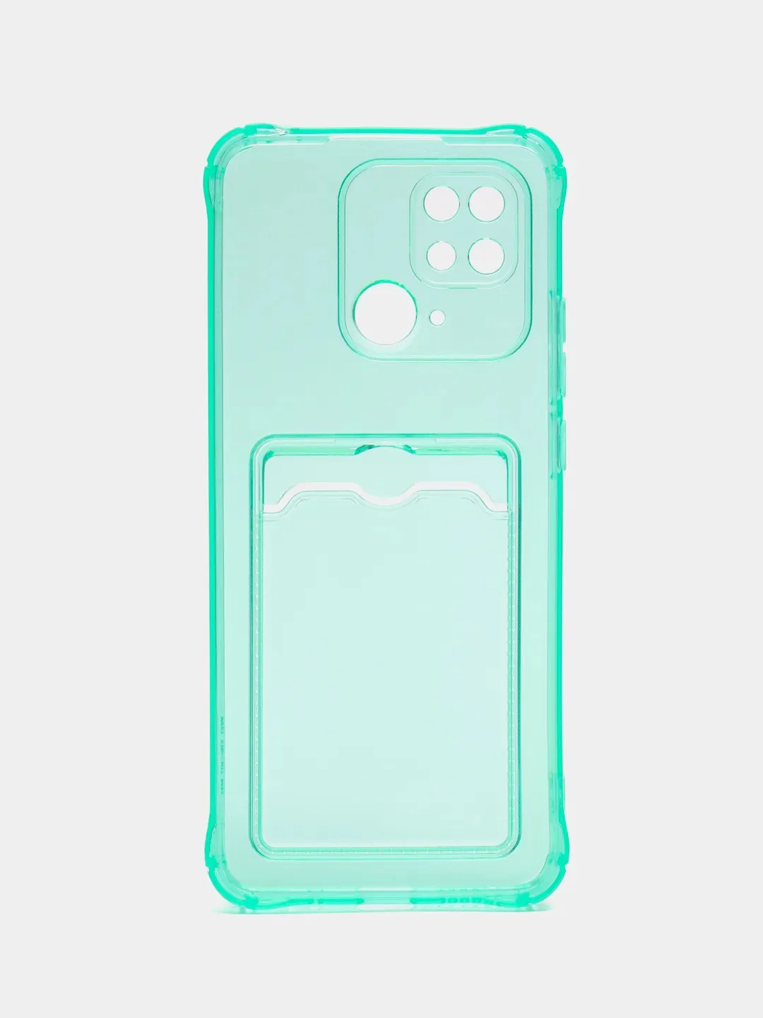 Бирюзовый чехол для Xiaomi Redmi 10C, ( Редми 10С ), с карманом для карт, прозрачный