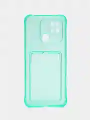 Бирюзовый чехол для Xiaomi Redmi 10C, ( Редми 10С ), с карманом для карт, прозрачный
