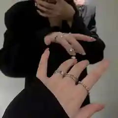 Серый комплект колец, безразмерный