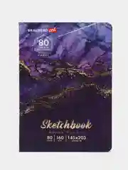 Блокнот-Скетчбук для рисования эскизов, белая бумага 160г/м 145х203мм, 80л, 114592