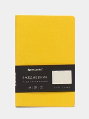 Ежедневник-планер (планинг) - блокнот недатиров. А5 BRAUBERG экокожа, 136л, желтый, 113292