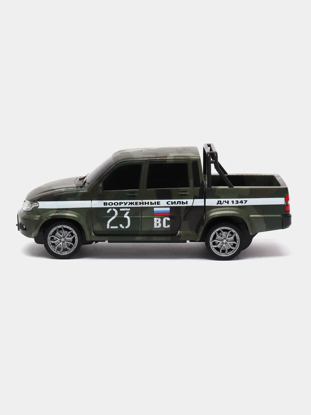 Зеленый машина радиоуправляемая UAZ PICKUP 20 см, технопарк, свет