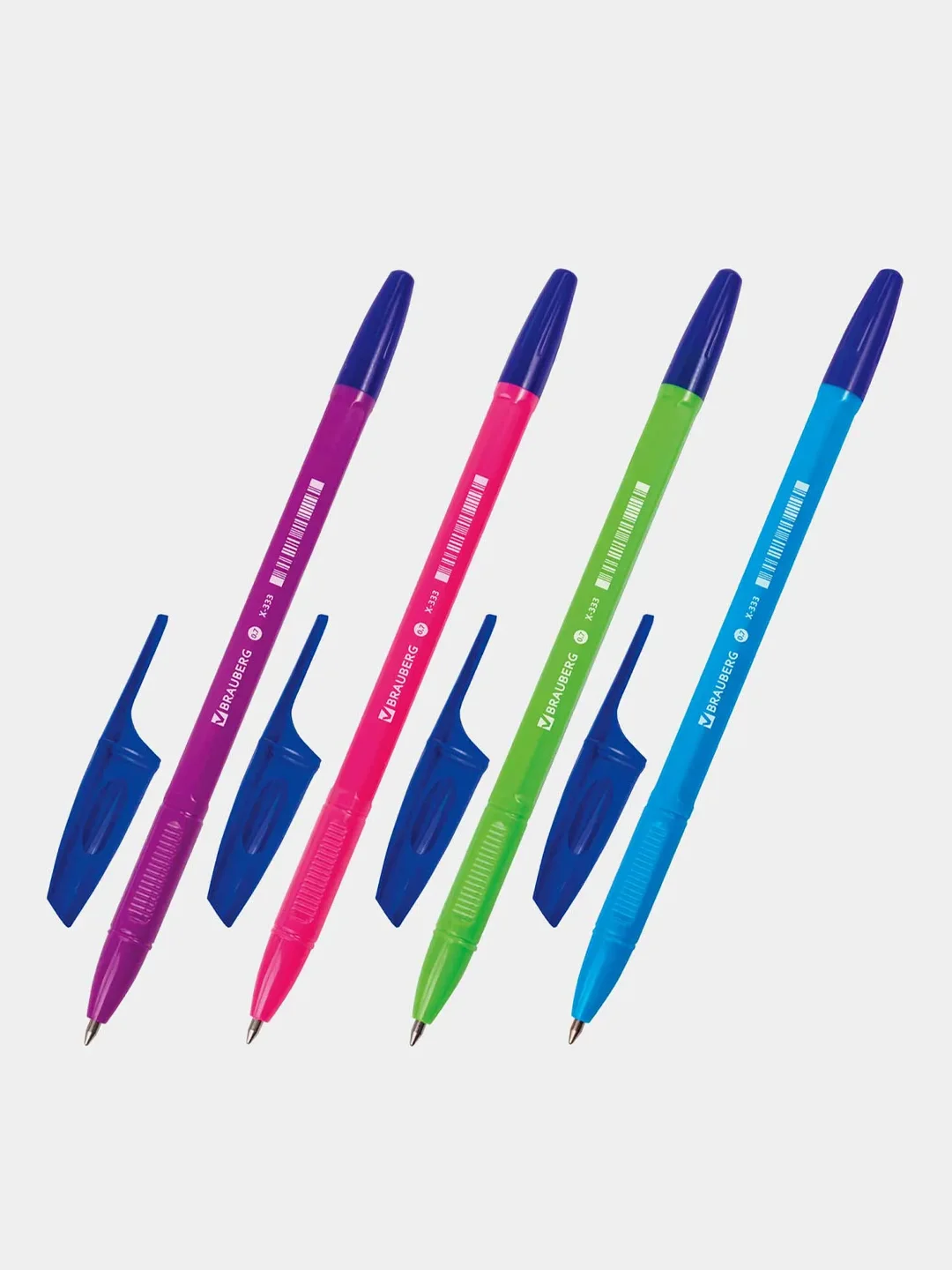 Ручка шариковая Brauberg X-333 Neon Solid, синяя, 50 штук, линия 0,35 мм, 880729