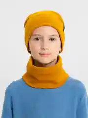 Горчичный демисезонный комплект шапка и снуд . Весенняя шапка 4-9 лет
