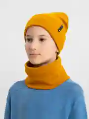 Горчичный демисезонный комплект шапка и снуд . Весенняя шапка 4-9 лет