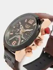 Коричневый мужские наручные часы Lige 8917 с хронографом, в подарочной упаковке