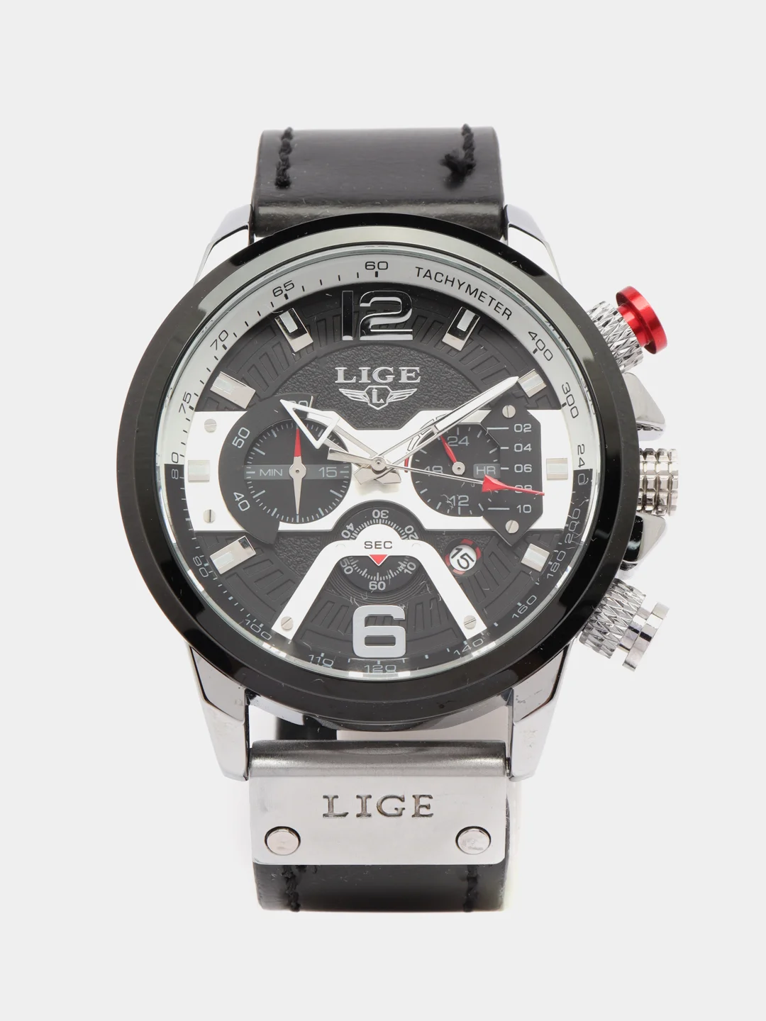 Серый мужские наручные часы Lige 8917 с хронографом, в подарочной упаковке