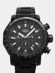Черный мужские наручные часы Lige LG9871 с хронографом, подарочной упаковке