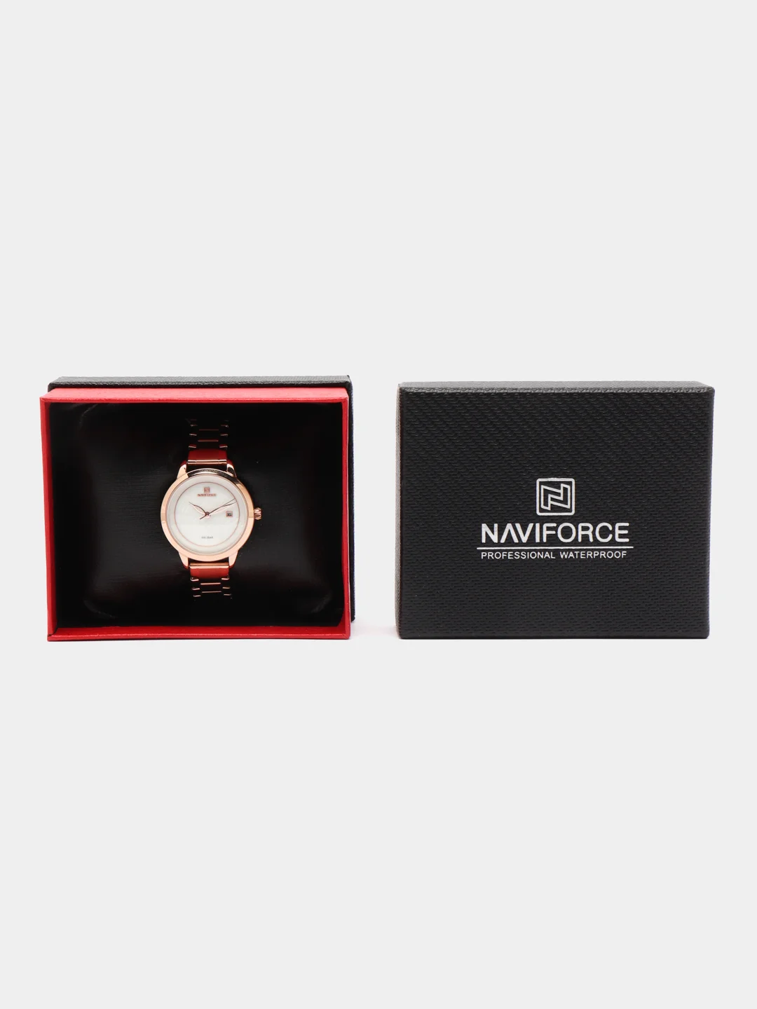 Золотой женские наручные часы Naviforce NF5008 с календарём в подарочной упаковке