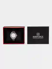 Серебряный женские наручные часы Naviforce NF5014 с календарём в подарочной упаковке
