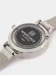 Серебряный женские наручные часы Naviforce NF5014 с календарём в подарочной упаковке