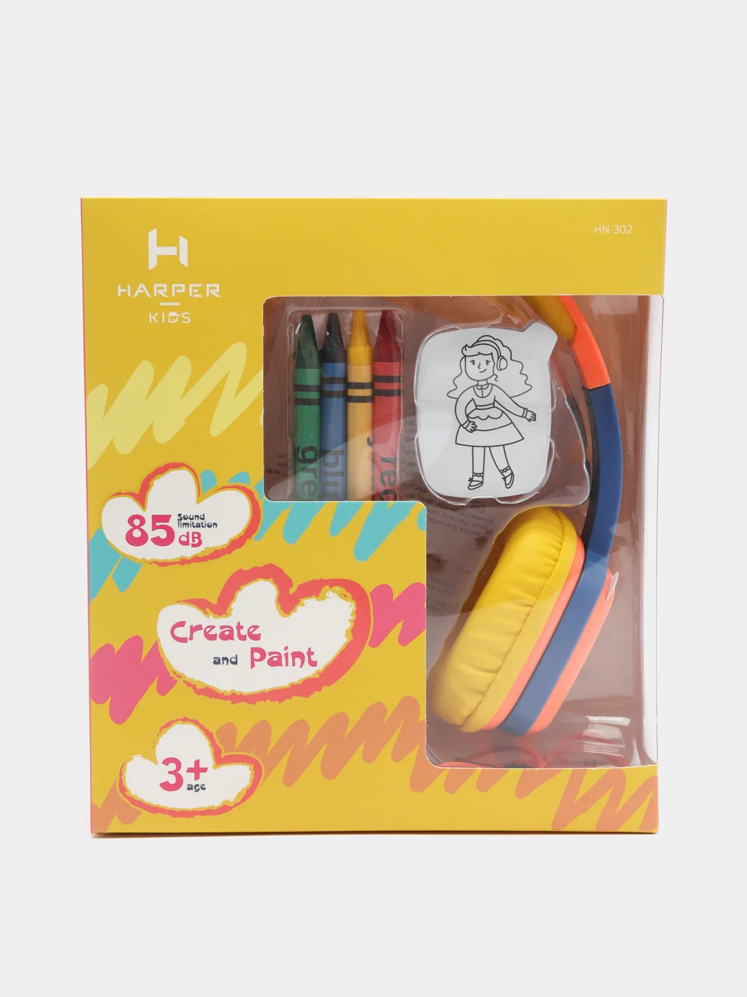 Желтый наушники проводные Harper Kids HN-302, для компьютера, детские