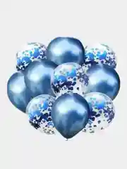 Синий набор воздушных латексных шаров, 10 штук, 12 дюймов, с конфетти