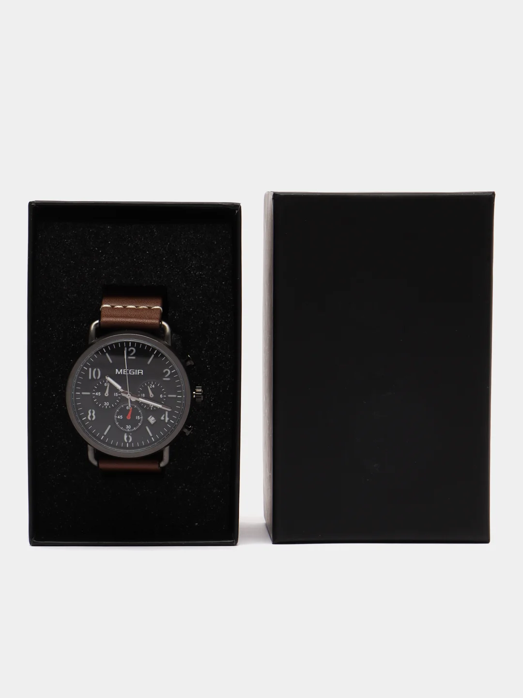 Коричневый мужские наручные часы Megir ML2158G, с хронографом, в подарочной упаковке