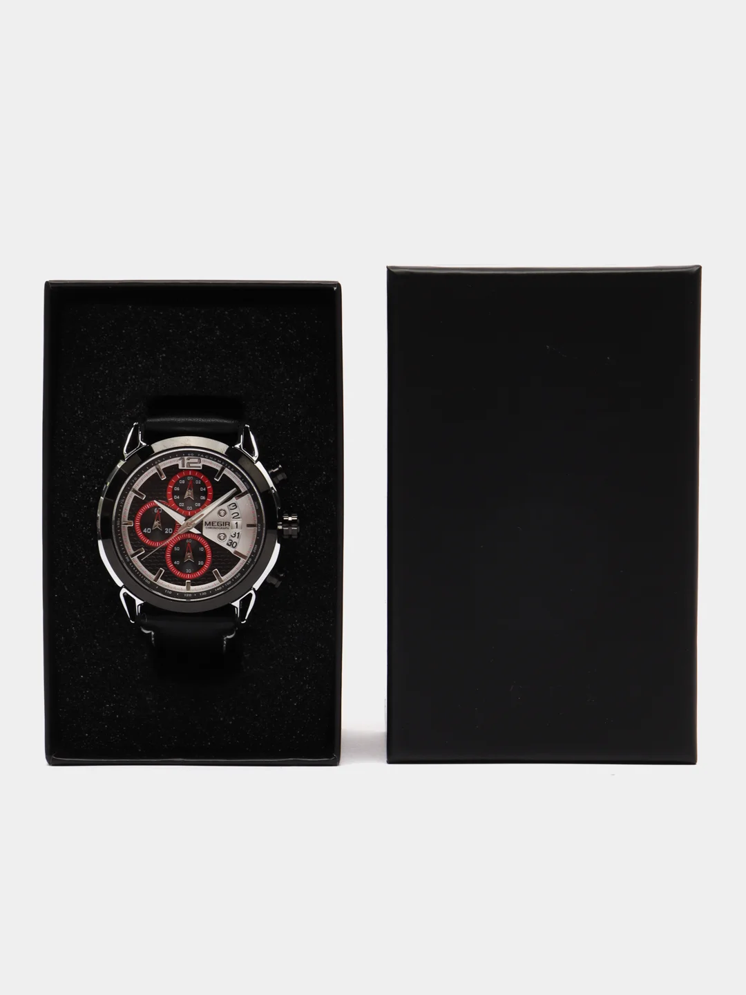Черный мужские наручные часы Megir ML2071G, с хронографом, в подарочной упаковке