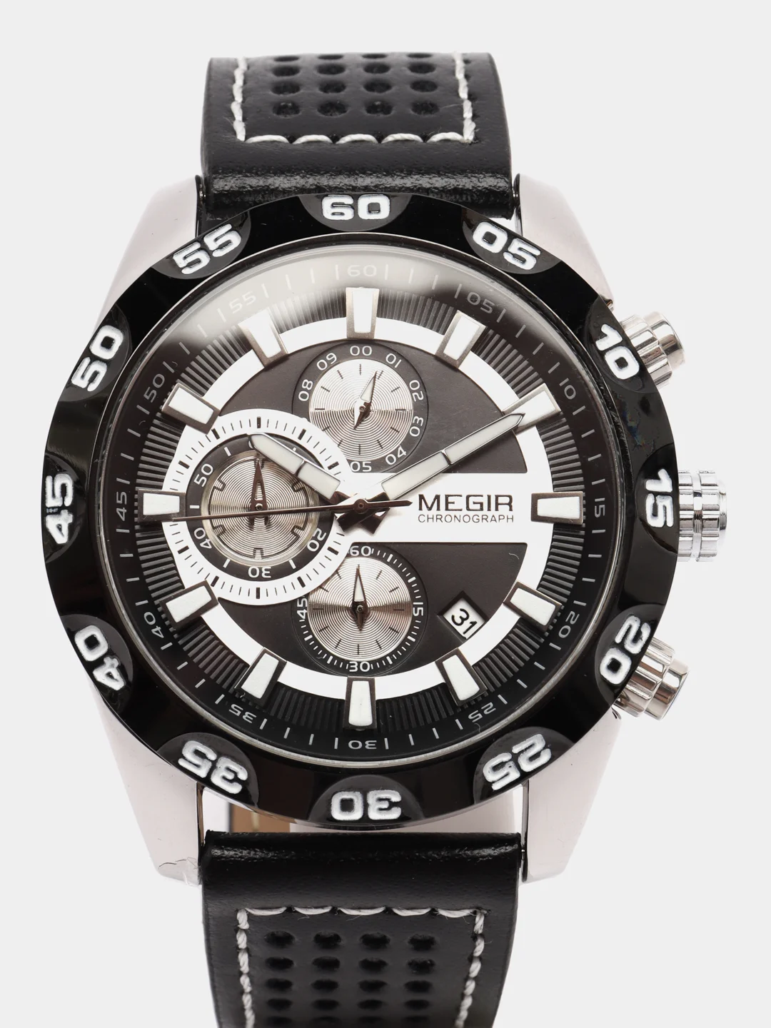 Черный мужские наручные часы Megir ML2096G, с хронографом, в подарочной упаковке