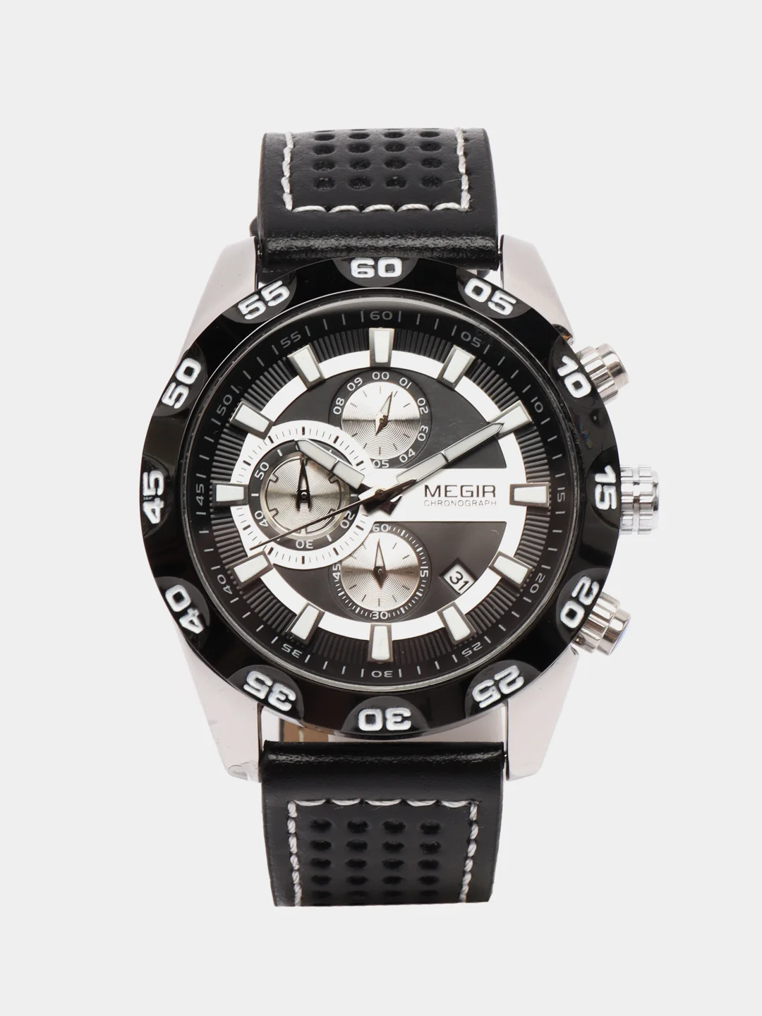 Черный мужские наручные часы Megir ML2096G, с хронографом, в подарочной упаковке