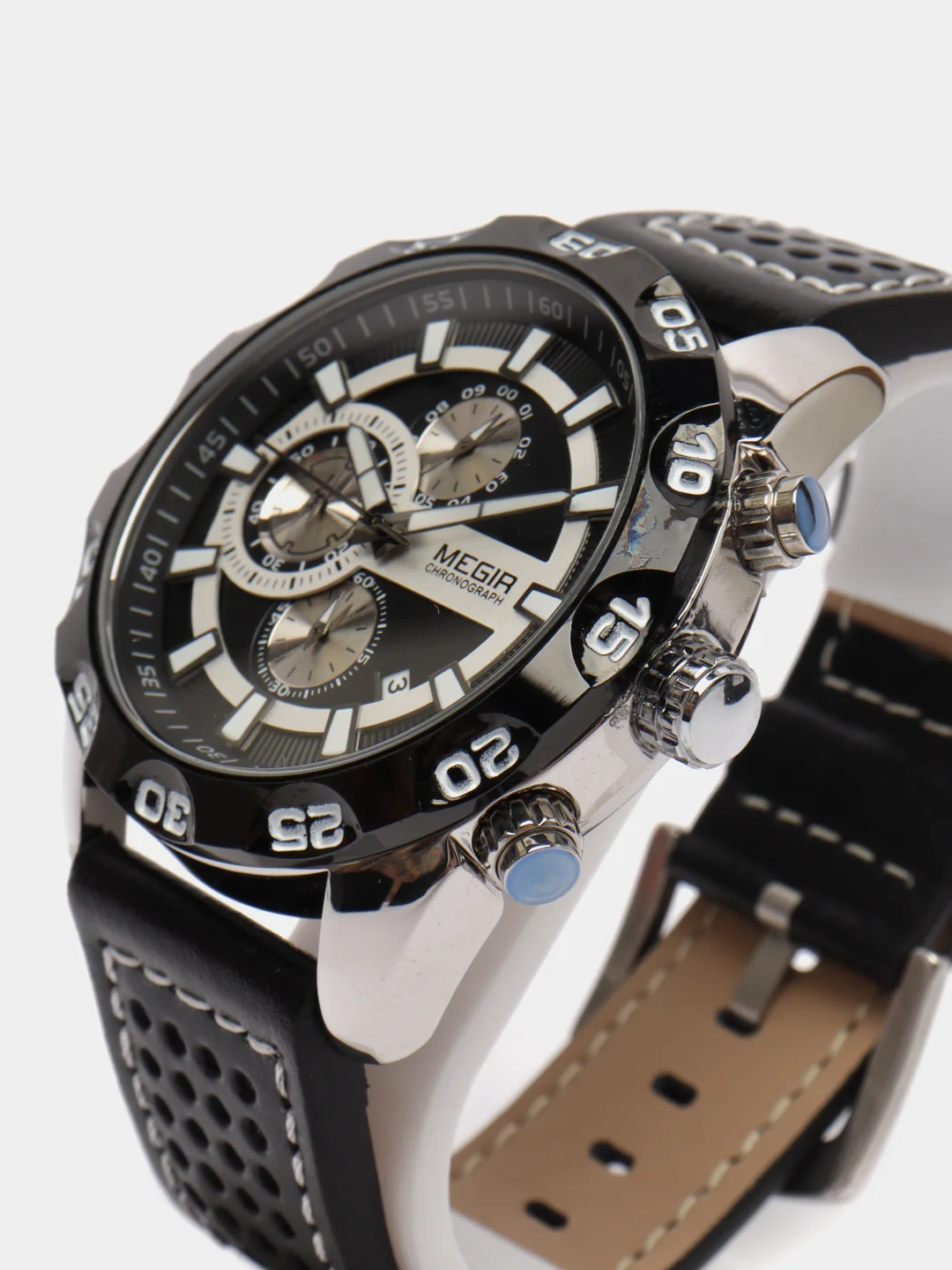 Черный мужские наручные часы Megir ML2096G, с хронографом, в подарочной упаковке