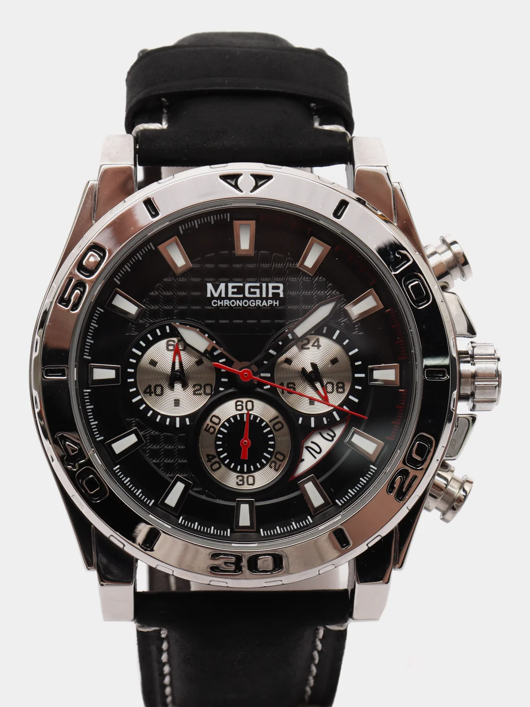 Черный мужские наручные часы Megir ML2094G, с хронографом, в подарочной упаковке