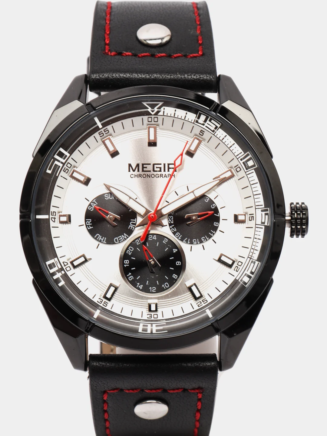 Черный мужские наручные часы Megir ML2072G, с хронографом, в подарочной упаковке