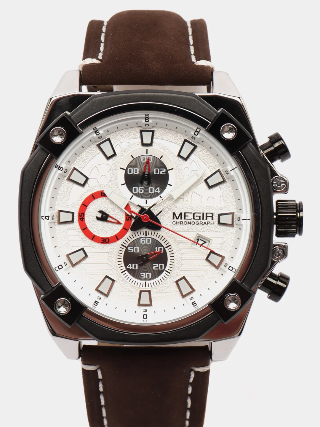 Коричневый мужские наручные часы Megir ML2054G с хронографом, в подарочной упаковке
