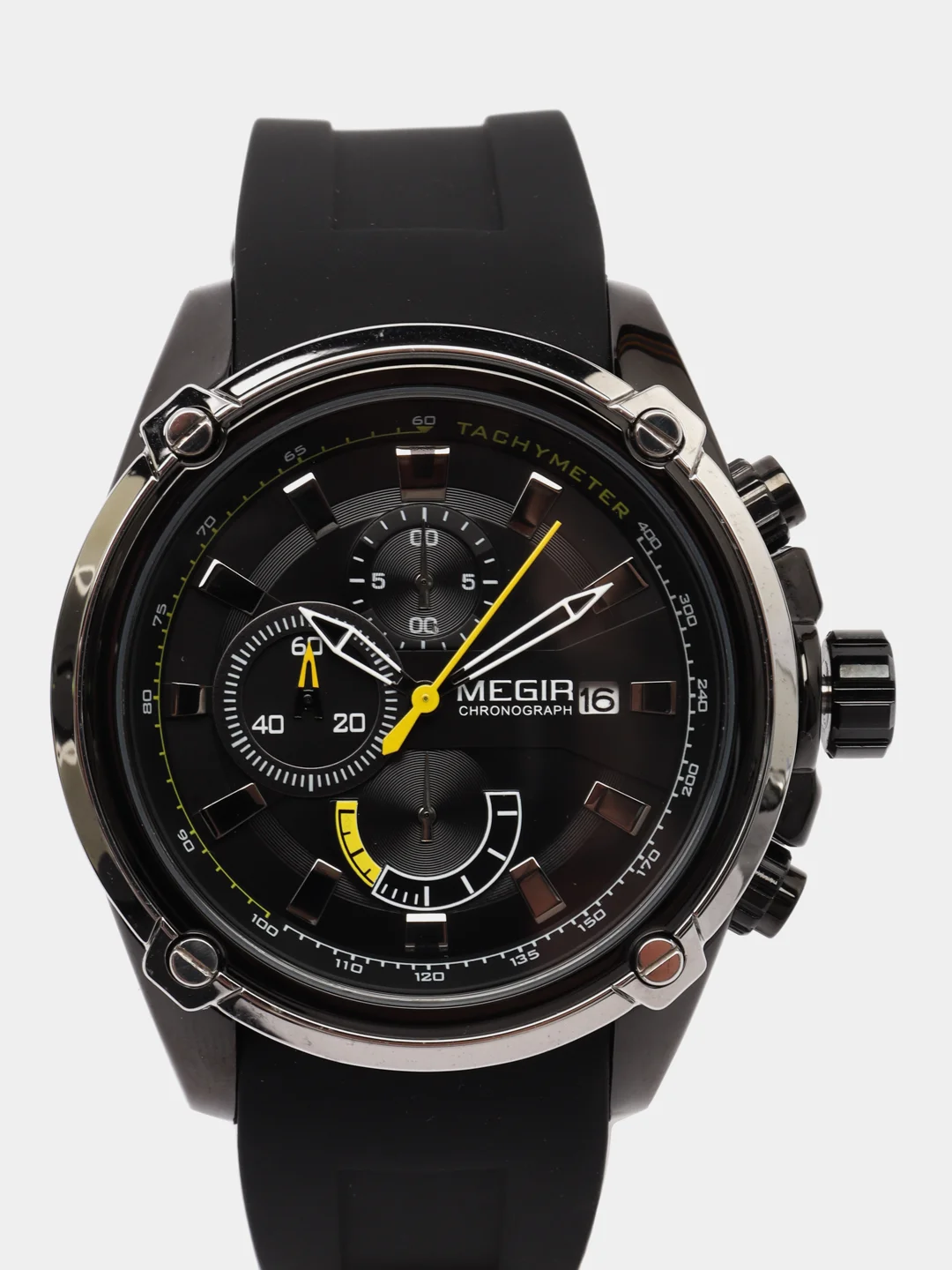 Черный наручные часы Megir MN2086G, с хронографом, мужские, в подарочной упаковке